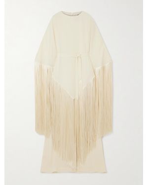 ‎Taller Marmo Draped Fringed Crepe Kaftan - White