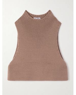 Alaïa Verkürzter Ärmelloser Stehkragenpullover Aus Einer Baumwollmischung - Braun