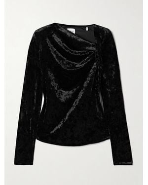Isabel Marant Baixa Draped Velvet Top - Black