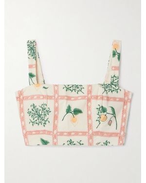 Agua Bendita Haut Raccourci En Coton À Broderies Et À Finitions En Crochet Cacao Uchuva - Neutre