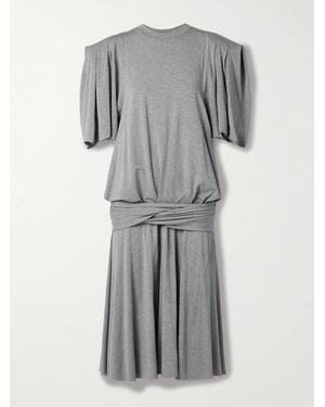 Marie Adam-Leenaerdt Midikleid Aus Baumwoll-Jersey Mit Raffungen - Grau