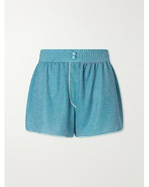 Oséree Lumiere Metallic Lurex Shorts - Blue