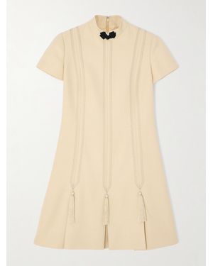 Valentino Garavani Tasselled Embroidered Woven Mini Dress - Natural