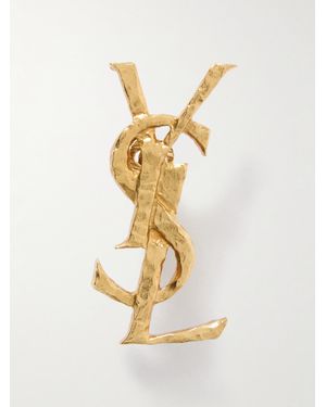 Saint Laurent Cassandre Hammered-Tone Single Clip Earring - Metallic