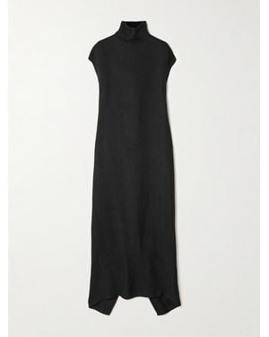 Calvin Klein Willow Textured-Crepe Turtleneck Midi Dress - Black