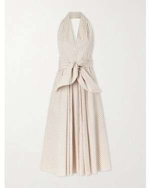 Patou Striped Cotton Halterneck Maxi Dress - Natural