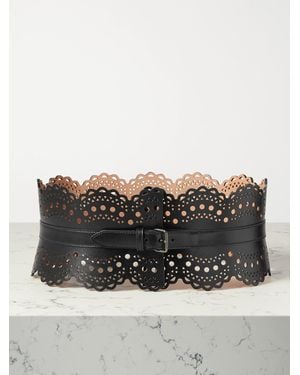 Alaïa Laser-Cut Leather Waist Belt - Black