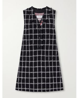 Thom Browne Houndstooth Wool-Blend Mini Dress - Black