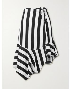 Marques'Almeida Asymmetric Striped Cotton-Voile Flared Midi Skirt - Weiß