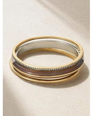 BY PARIAH Classic Stack Set Of Three 14-Karat Recycled, Sterling, Diamond And Agate Bracelets - Natural