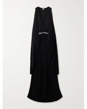Loewe Embellished Draped Cotton-Jersey Gown - Black