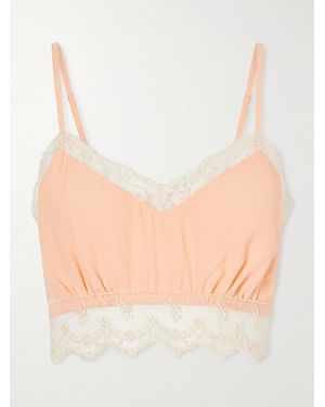 Simone Rocha Lace-Trimmed Crepe De Chine Bralette - Natural
