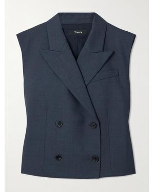 Theory Blazer Sans Manches À Double Boutonnage En Serge - Bleu