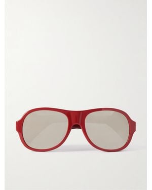 Celine Aviator-Style Acetate And Leather Sunglasses - Pink