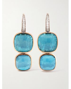 Pomellato Nudo 18-Karat Rose, Topaz And Diamond Earrings - Blue