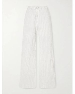 Rohe Jam Striped Crepon Wide-Leg Pants - White