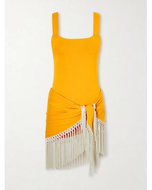 Taller Marmo Mini Lido Swimsuit And Fringed Pareo Set - Orange