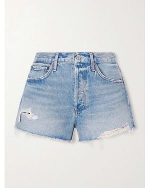 Agolde Parker Distressed Denim Shorts - Blue