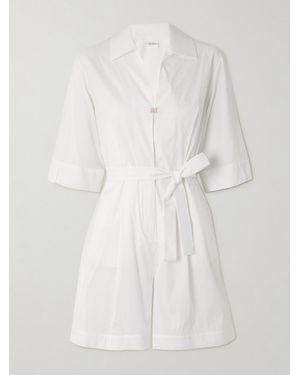 Max Mara Canard Cotton-Blend Playsuit - White