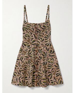 La Ligne Alba Printed Linen-Blend Mini Dress - Natural