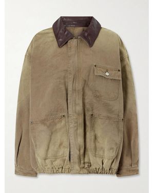 Ssstein Sulfur Leather-Trimmed Cotton-Canvas Jacket - Brown