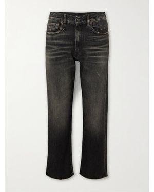 R13 Boyfriend Cropped Distressed High-Rise Straight-Leg Jeans - Black
