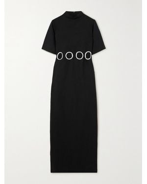 D'Estree Yayoi Cutout Linen And Cotton-Blend Midi Dress - Black