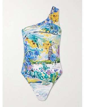 Mary Katrantzou Nata One-Shoulder Printed Swimsuit - Blue