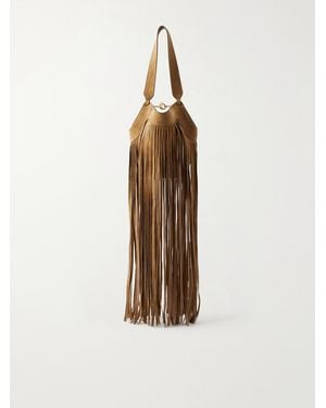 KHAITE Lotus Fringed Leather Tote - Natural