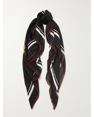 Saint Laurent Embroidered Modal Blend Scarf | Lyst
