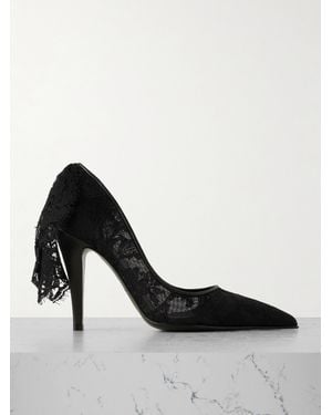 McQueen Pumps Aus Spitze Mit Lederbesätzen - Schwarz