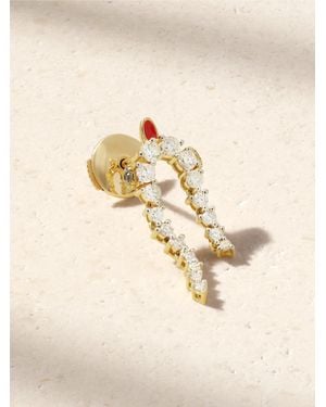Yvonne Léon Mini Python 9-Karat, Diamond And Enamel Single Earring - Natural