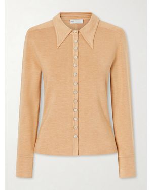 Tory Burch Silk-Blend Polo Shirt - Natural