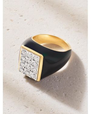 Ilaria Icardi Tuxedo 18-Karat, Diamond And Enamel Ring - Gray