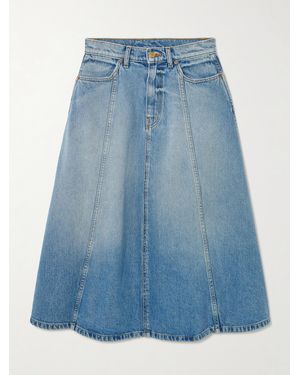 B Sides Simone Panelled Upcycled Denim Midi Skirt - Blue