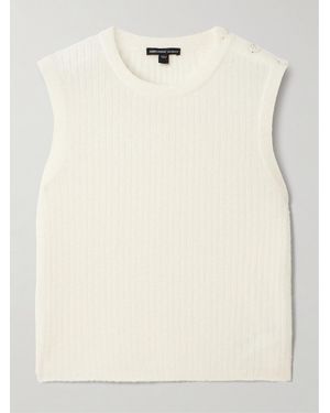 James Perse Button-Embellished Ribbed Brushed Wool-Blend Vest - Natural