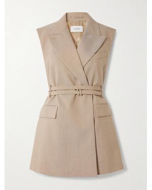Sportmax Oversized-Weste Aus Grain De Poudre Aus Wolle Mit Gürtel - Natur