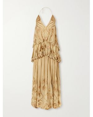 Zimmermann Momentum Ruffled Printed Silk Maxi Dress - Metallic