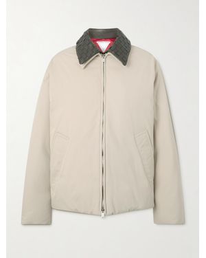 Bottega Veneta Daunenjacke Aus Shell Mit Intrecciato-Lederbesatz - Natur