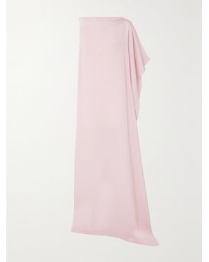Max Mara Bora Draped One-Sleeve Silk-Satin Gown - Pink