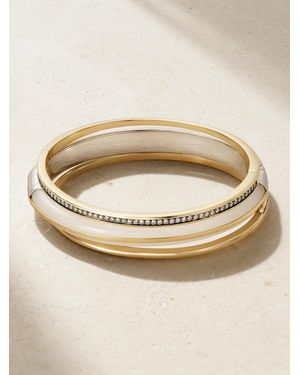 BY PARIAH Classic Stack Set Of Three 14-Karat Recycled, Sterling, Jasper And Diamond Bracelets - Natural