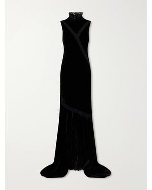 Ann Demeulemeester Lace-Trimmed Velvet Gown - Black