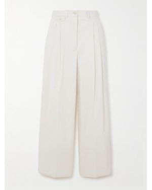 James Purdey & Sons Pleated Cotton-Blend Twill Wide Leg Trousers - White