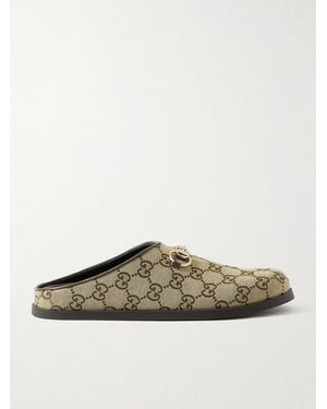 Gucci Mule With Horsebit, Gg Canvas - Natural