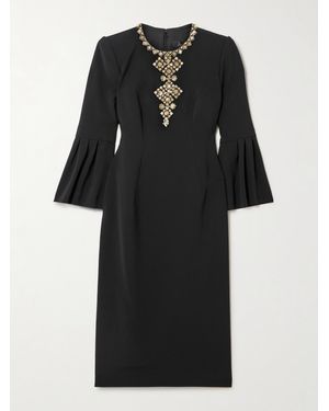 Jenny Packham Margot Midikleid Aus Stretch-Crêpe Mit Rüschen Und Kristallen - Schwarz