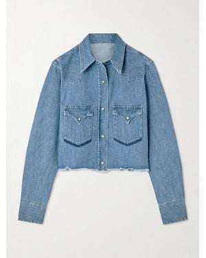 Fortela Caracas Frayed Cropped Denim Shirt - Blue