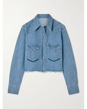 Fortela Caracas Frayed Cropped Denim Shirt - Blue