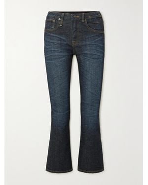 R13 Kick Fit Cropped High-Rise Flared Jeans - Blue