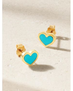 Jennifer Meyer Extra Small Heart Ohrringe Aus 18 Karat Mit Türkisen - Mettallic