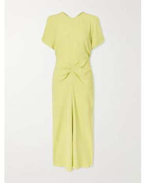 Victoria Beckham Bela Gathered Satin Midi Dress - Yellow